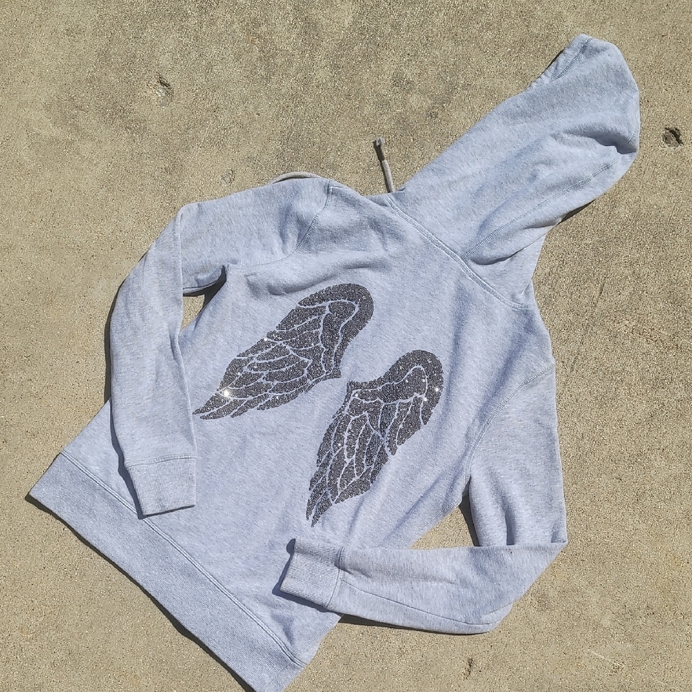 Victoria's Secret Light Gray Sparkle Wing Hoodie